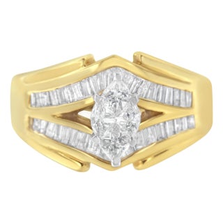 14KT Two-Toned Gold Diamond Cocktail Ring (1 cttw, H-I Color, SI1-SI2 Clarity) For Sale