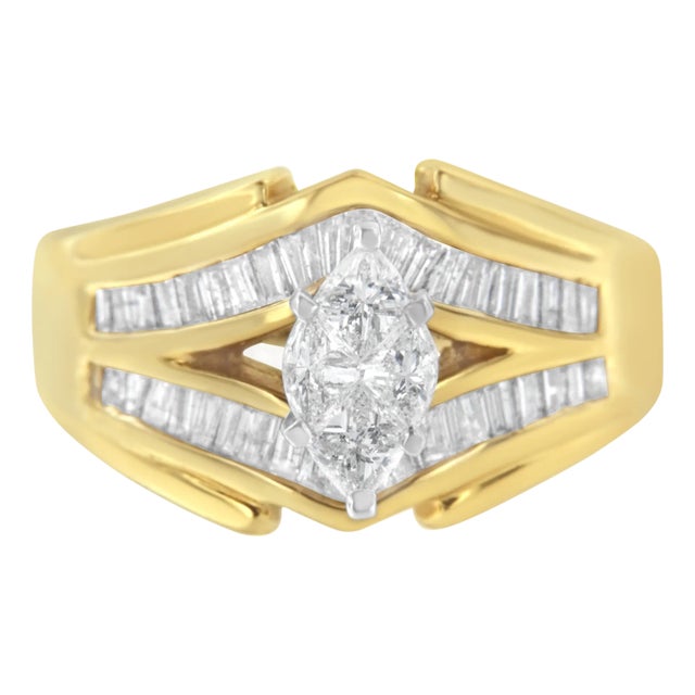 14KT Two-Toned Gold Diamond Cocktail Ring (1 cttw, H-I Color, SI1-SI2 Clarity) For Sale