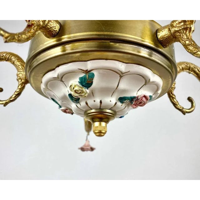 Vintage Porcelain Chandelier & Sconces, Italy, Set of 3 For Sale - Image 9 of 10