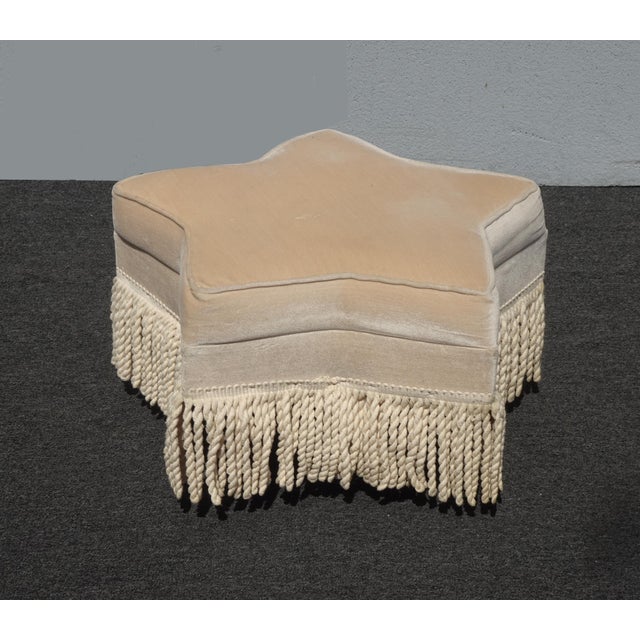 2000 - 2009 Off White Star Shaped Ottoman Footstool W Velvet and Fringe For Sale - Image 5 of 13