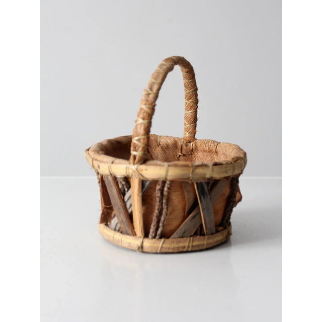 Mid 20th Century Vintage Rustic Bark Basket For Sale - Image 5 of 10