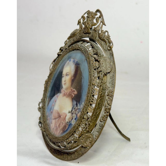 Antique 1800's Original Hand Painted Miniature Victorian Lady Portrait Framed For Sale - Image 4 of 11