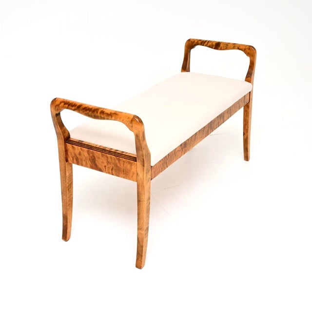 1900 - 1909 Antique Swedish Satin Birch Duet Piano Stool, 1900 For Sale - Image 5 of 11