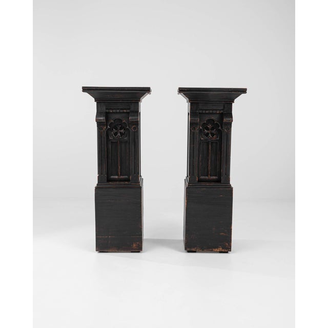 19th Century French Wooden Black Patinated Pedestals - A Pair For Sale - Image 18 of 18