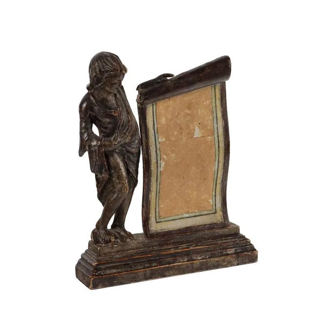 Brown 18th Century Cartouche Holder and Sculpture in Wood For Sale - Image 8 of 8