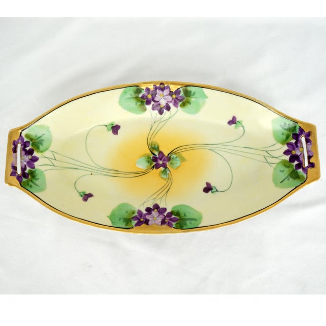 Antique Nippon Porcelain Trays Violet Motif – 1920s Set of 12 For Sale - Image 4 of 11