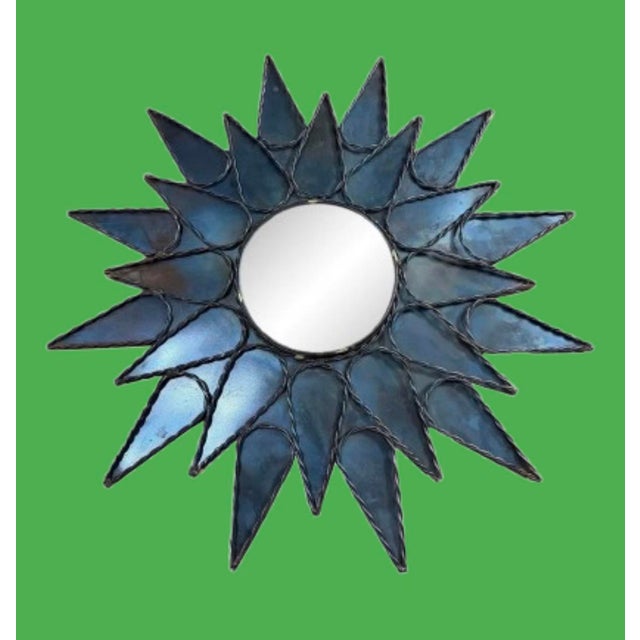 Mid 20th Century French Sunburst Brutalist Mirror in the Style of Line Vautrin For Sale - Image 11 of 11