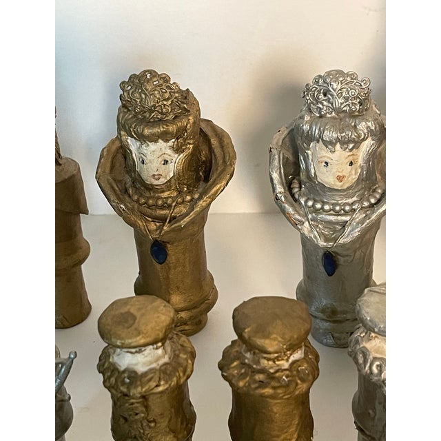 Paper 1960s Artisan Paper Mache Chess Figures Set For Sale - Image 7 of 7