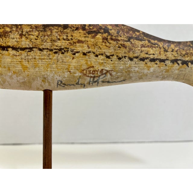 Original Vintage Wood Carved Hand Painted Fish Sculpture by Randy Hofman Aprox. dimensions: 5.5"H x 9"L Very good original...