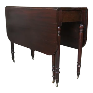 Early 19th Century Antique American Sheraton Mahogany Drop Leaf Gate Leg Dining Table