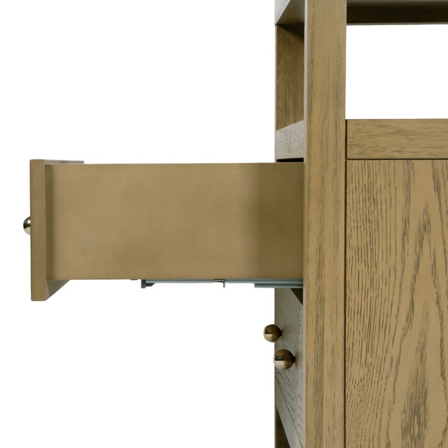 2020s Nora 28 in. W Rectangular 2 Drawer Wide Nightstand with Open Shelf, Light Oak For Sale - Image 5 of 12