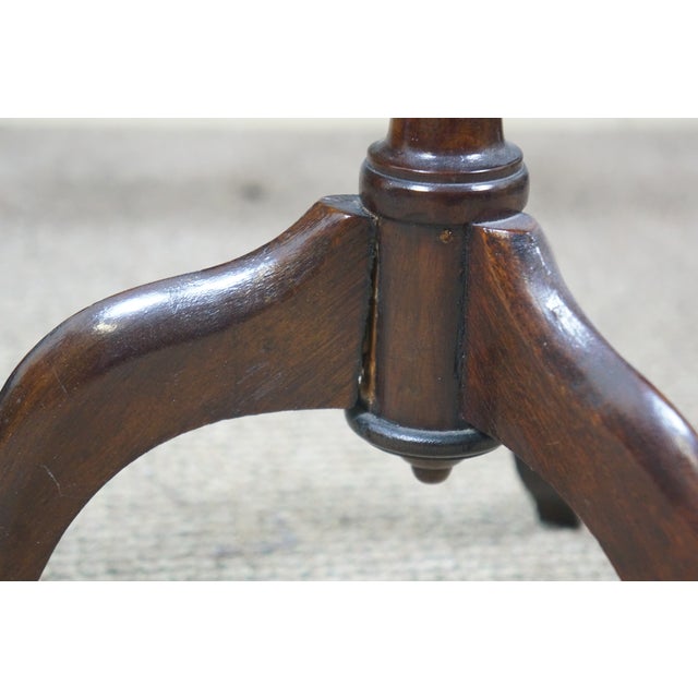 Antique English Mahogany Tripod Pedestal Plant Sculpture Candle Stand 20" For Sale - Image 9 of 17