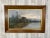 Antique 19th century country French lake house oil on canvas painting with walnut frame Signed Fiter.