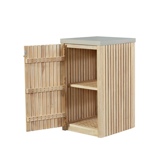 Eclipse Outdoor Solid Teak Natural Look Wood Cabinet - Outdoor For Sale - Image 4 of 12