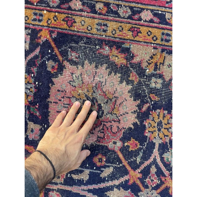 Vintage Turkish Tabriz Design Magenta Rug 9.3 x 12.2 For Sale - Image 13 of 14