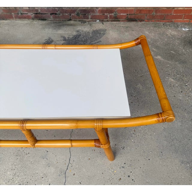 1960s Rattan and Bamboo Pagoda Low Coffee Table by Turtle and Crane - John Wisner for Ficks Reed Style For Sale - Image 10 of 11