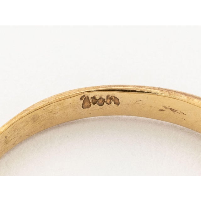 Metal Modernist Ruby and Diamond 14k Yellow Gold Ring For Sale - Image 7 of 8