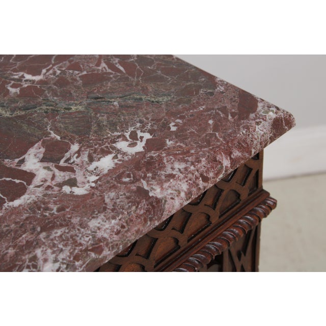 Wood Henredon Mahogany Marble Top Console Table For Sale - Image 7 of 15