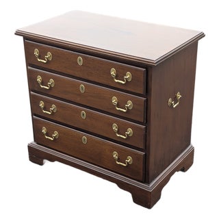 Late 20th Century Georgian Solid Cherry Wood Four-Drawer Bedside Chest For Sale