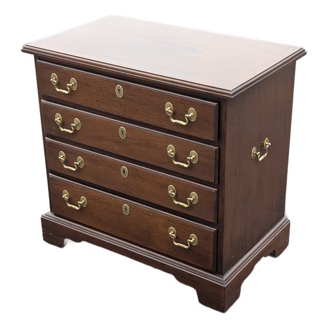 Late 20th Century Georgian Solid Cherry Wood Four-Drawer Bedside Chest For Sale