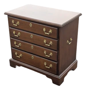 Late 20th Century Georgian Solid Cherry Wood Four-Drawer Bedside Chest