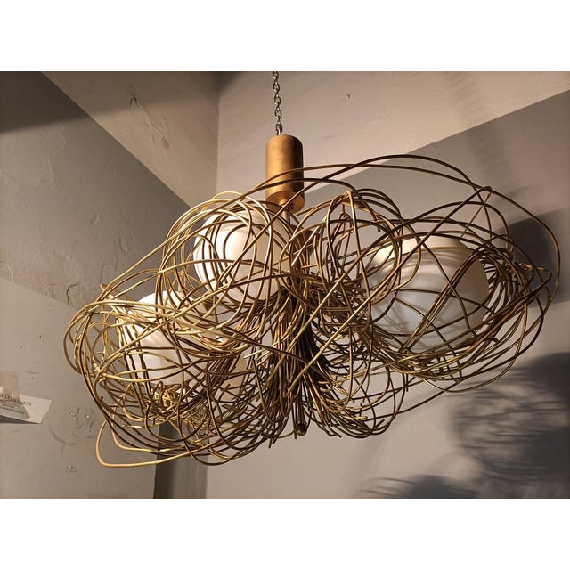 Sculpture Chandelier Nest Model in Brass and Opaline Glass by Roberto Giulio Rida, 1990s For Sale - Image 6 of 9