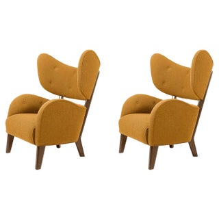 Set of Orange Raf Simons Vidar 3 Smoked Oak My Own Lounge Chair by Lassen For Sale