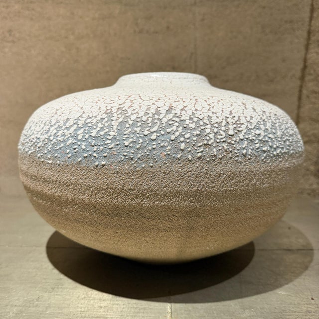1960s Handcrafted Ceramic Vase Vessel Textured Crawl or "Crackle" Glaze For Sale - Image 5 of 10