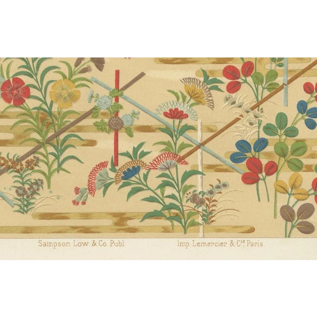 Japanese Floral Motifs on Golden Background, 1880s, Paper For Sale - Image 3 of 10