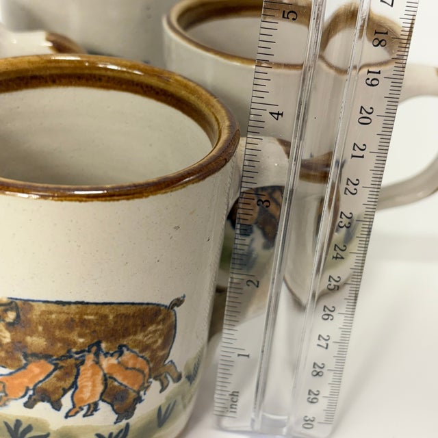 Vintage Louisville Stoneware Pig Mug Set Kentucky Pottery Farmhouse Coffee Cups - Set of 4 For Sale - Image 14 of 14