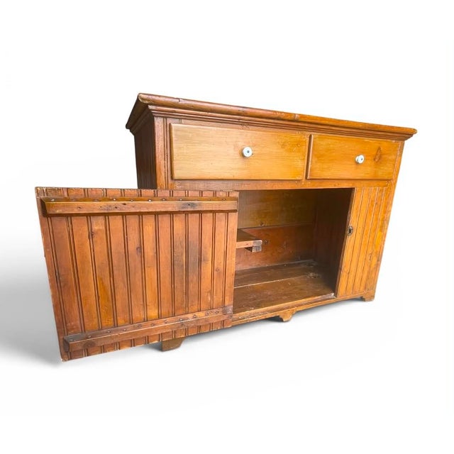 Antique Bead Board Dry Sink For Sale - Image 4 of 12