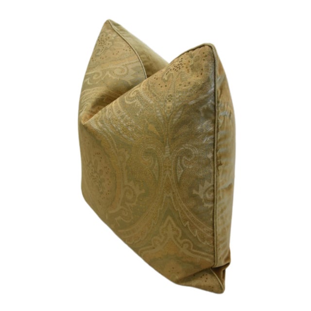 Italian Designer Damask Floral Botanical Feather/Down Pillow For Sale In Los Angeles - Image 6 of 8