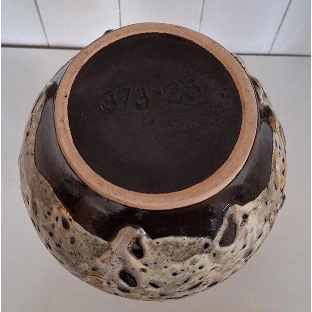 Vintage German Ceramic Vase with Beige-Brown Lava Glaze, 1970s For Sale - Image 4 of 5