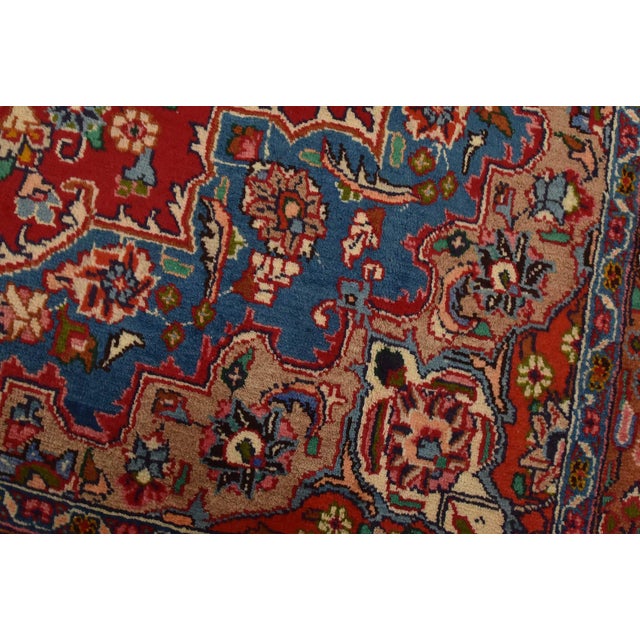 Mashad Rug 9’7” X 12’3” Red Wool Vintage Traditional Hand-Knotted Carpet For Sale - Image 4 of 14