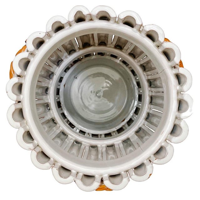 1960s Italian Glazed Terracotta Faux Bamboo Umbrella Stand For Sale - Image 4 of 7