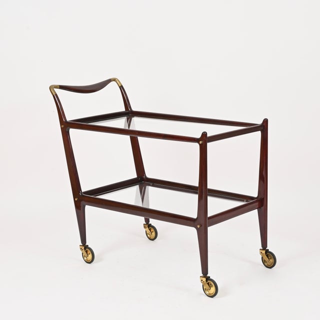 Large Wood and Brass Mod. 58 Bar Cart, Italy, 1952 For Sale - Image 3 of 18