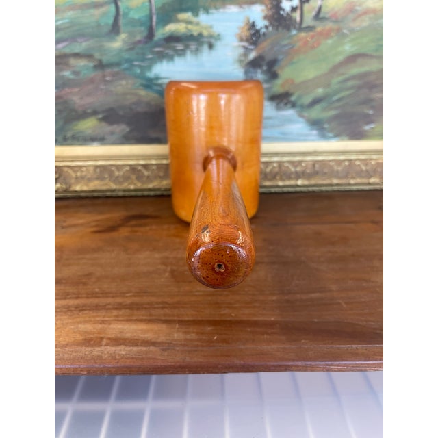 Vintage Hand-Turned Solid Wood Mallet With Smooth Finish. For Sale - Image 11 of 11