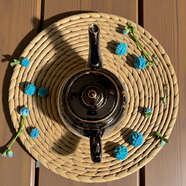 Antique Lingard Webster Teapot-Black Gilt-Enamel-Staffordshire England-Victorian For Sale - Image 10 of 10