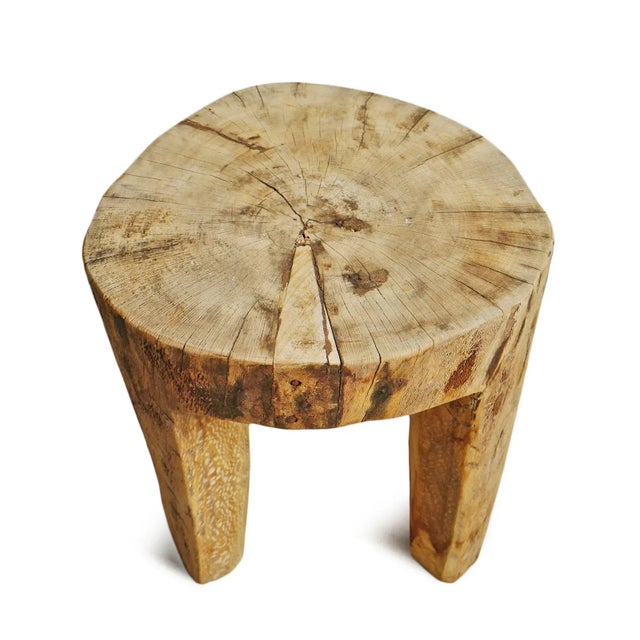 Contemporary Rustic Naga Three Leg Wood Table For Sale - Image 4 of 9
