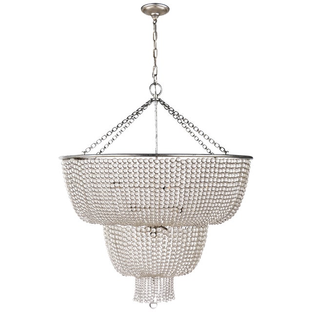 Jacqueline Two-Tier Chandelier in Burnished Silver Leaf with Clear Glass Designer: AERIN Fixture Height: 38" Canopy: 7"...