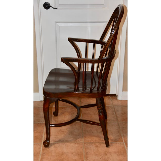 Wood Late 20th Century Vintage Windsor Spindle Wheel Back Armchair For Sale - Image 7 of 13
