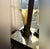 Amber Vintage Ting Shen Hollow Light-Up Table Lamps Feature Amber-Yellow Ribbed Glass Shades - a Pair For Sale - Image 8 of 9