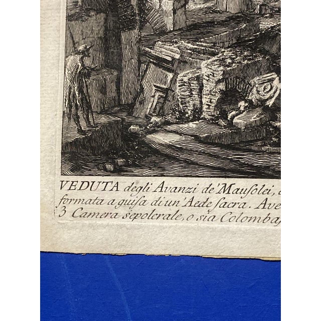 Giovanni Battista Piranesi, Vew of the Remains of the Mausoleums, Original Eau-Forte Etching, 1800s For Sale - Image 9 of 18