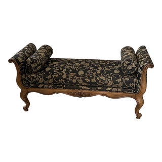 2000s Ethan Allen Country French Vanity Bench For Sale