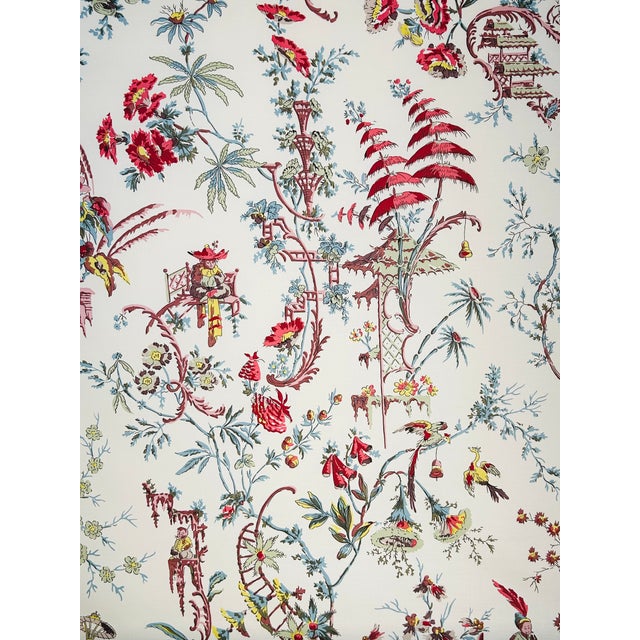 A charming 11-screen chinoiserie hand print from the Braquenié Archives, playfully designed and beautifully colored....