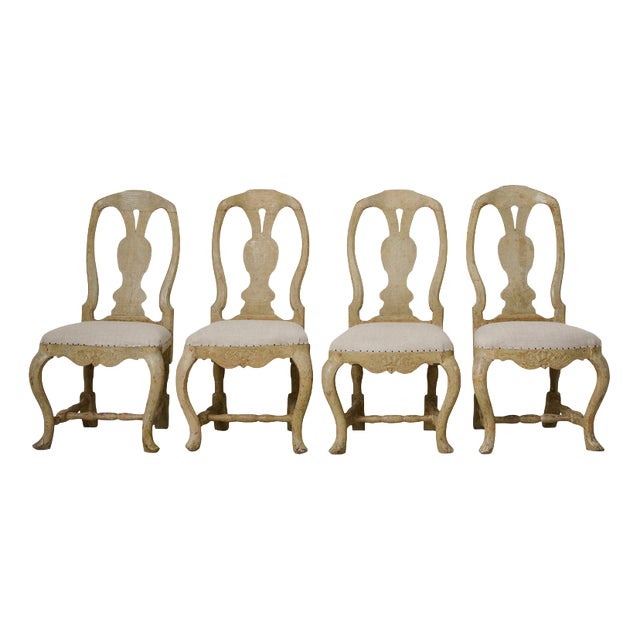 Antique Swedish Rococo Chairs, 18th Century, Set of 4 For Sale