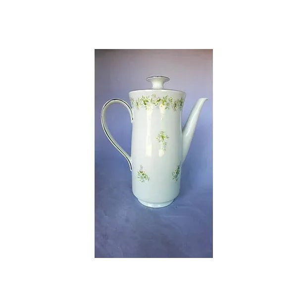 Mid-century modern porcelain coffee pot with hand-painted floral design. Maker's mark reads: "Johann Haviland Bavaria...