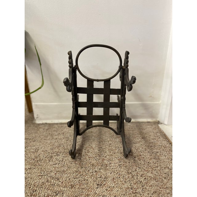 1970s Likely Antique Cast Iron Scrollwork Fireplace Log Holder With Ornate Victorian Styling For Sale - Image 5 of 10