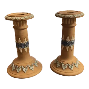 Pair of Late 19th Century Doulton Lambeth Candlesticks