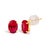 Contemporary 18K Yellow Gold 7x5 MM Created Oval Ruby Solitaire Stud Earrings For Sale - Image 3 of 4